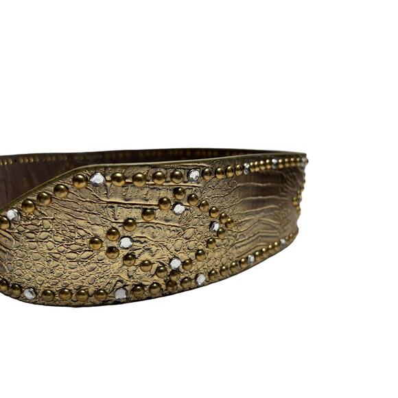 Vtg 80's Wide New Wave Avant Garde Artsy Runway Glam Studded Belt SZ S/M - Picture 3 of 11